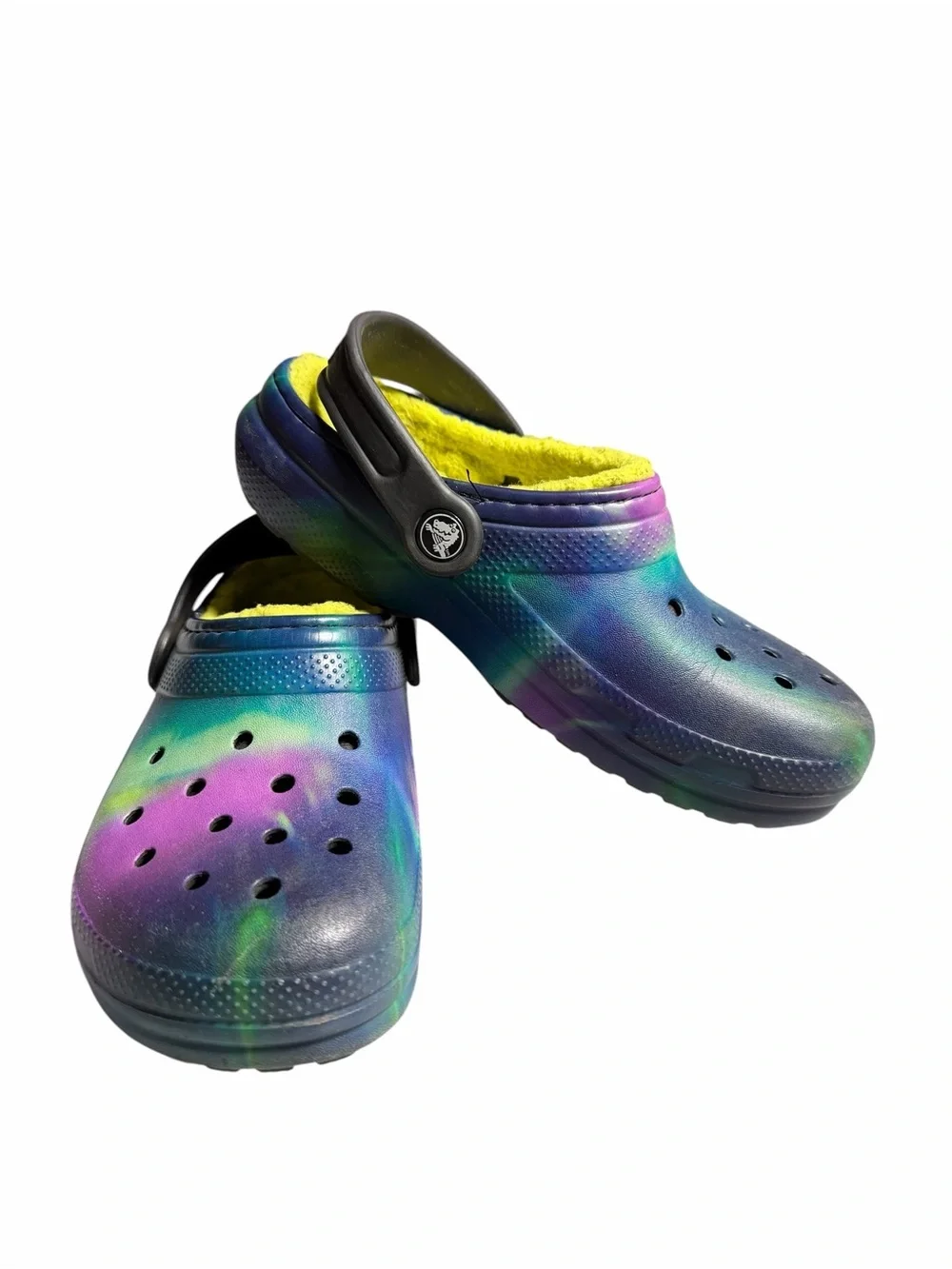 Kids Multicolor Fleece-Lined Clog - Purple/Blue/Green Size 2 J